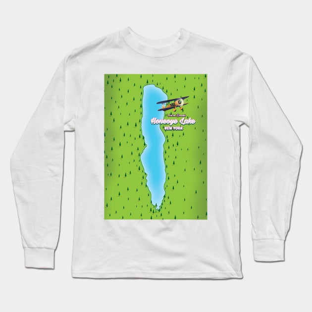 Honeoye Lake New York map Long Sleeve T-Shirt by nickemporium1